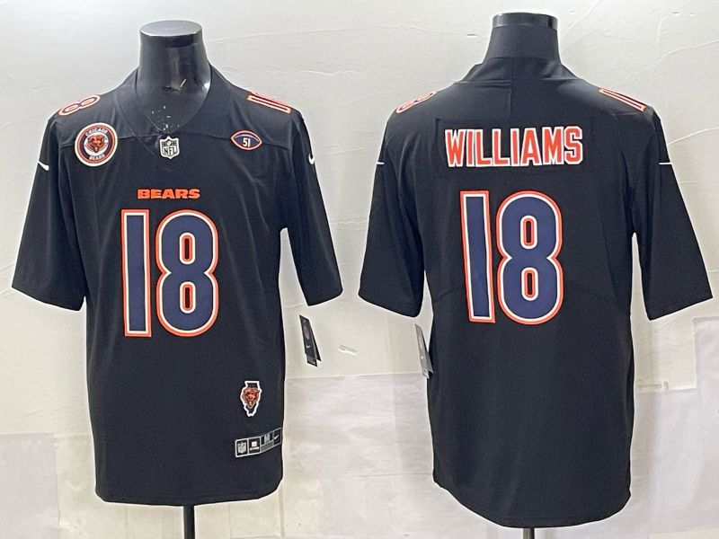 Men 2025 Nike Chicago Bears #18 Williams Black Limited NFL Jersey style 018->chicago bears->NFL Jersey